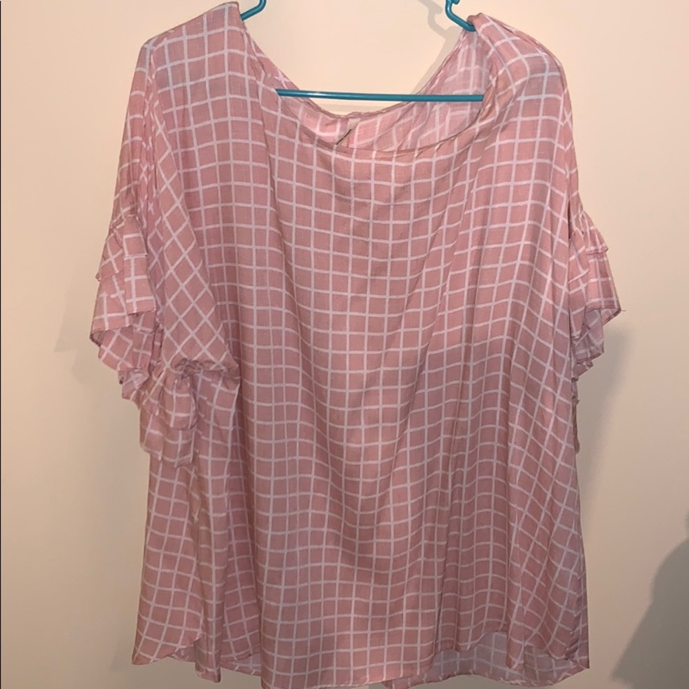 Plus size ruffle sleeve top